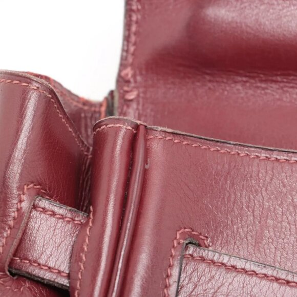 Hermes Kelly 35 Le Tournay Leather Handbag Rouge H - Picture 10 of 14